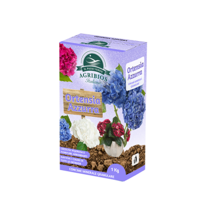 ORTENSIA AZZURRA favorisce fioriture abbondanti e una crescita vigorosa. Concime a base di alluminio e ferro