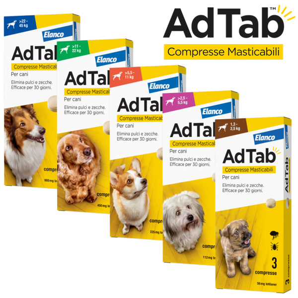 Compresse Antiparassitarie masticabili per cani AdTab